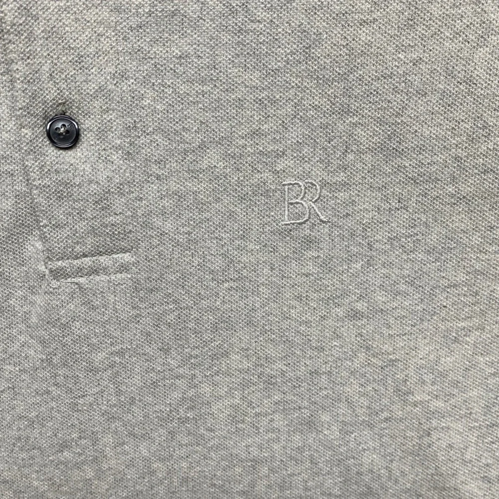Banana Republic Mens‎ Pique Polo Shirt Gray Organic Cotton Short Sleeve  L NEW